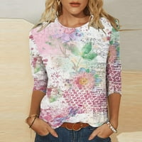 Cefanty Plus Size Odjeća labava jednobojna Casual pulover rukav sa pet tačaka ženska košulja sa srednjim